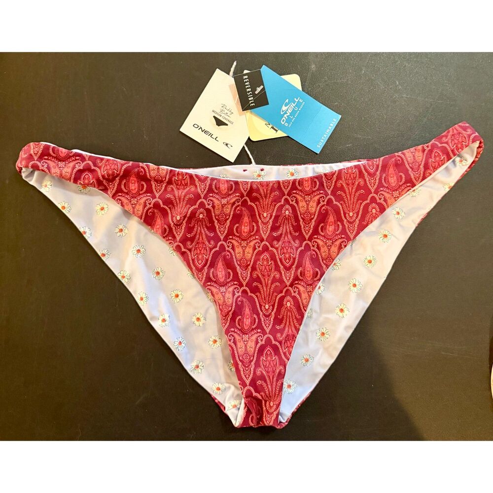 O'NEILL Swim Bottoms Reversible Paisley Floral Womens Size XL NWT